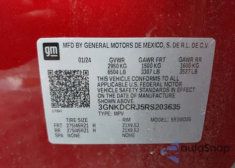 2024 Chevrolet Blazer Ev Eawd Rs z USA, uszkodzony, nr VIN 3GNKDCRJ5RS203635